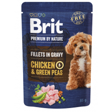 Brit Premium Fillets in Gravy паучі для собак 85г *24шт (курка і зелений горошок)1
