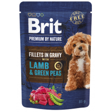 Brit Premium Fillets in Gravy паучі для собак 85г *24шт (ягня і зелений горошок)1