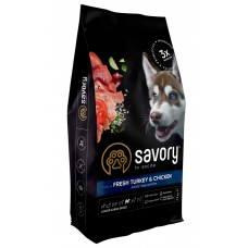 Savory корм холістік для цуценят великих порід 12 кг (індичка і курка)1