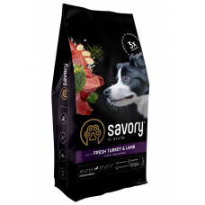 Savory корм холістік для собак середніх порід 12кг (індичка і ягня)1