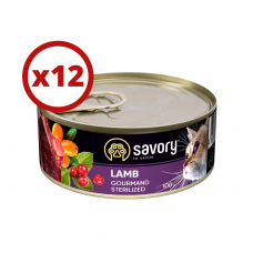 Savory вологий корм для стерилізованих кішок 100 г * 12 шт (ягня)1