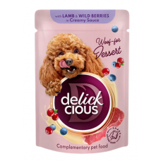 Delickcious паучі для собак 85г*12шт (пластівці з ягнятиною т...