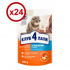 Клуб 4 лапи 100 г * 24шт - паучі для котів лосось в желе1