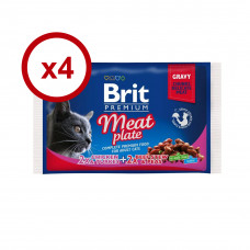 Brit Premium Cat pouch 100г * 4шт - м'ясна тарілка паучі в соусі 4 смаки для кішок1
