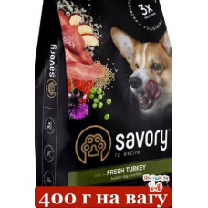 Savory All Breed Sterilised rich in Fresh Turkey корм зі свіжим м'ясом індички для стерилізованих собак 0,4 кг1