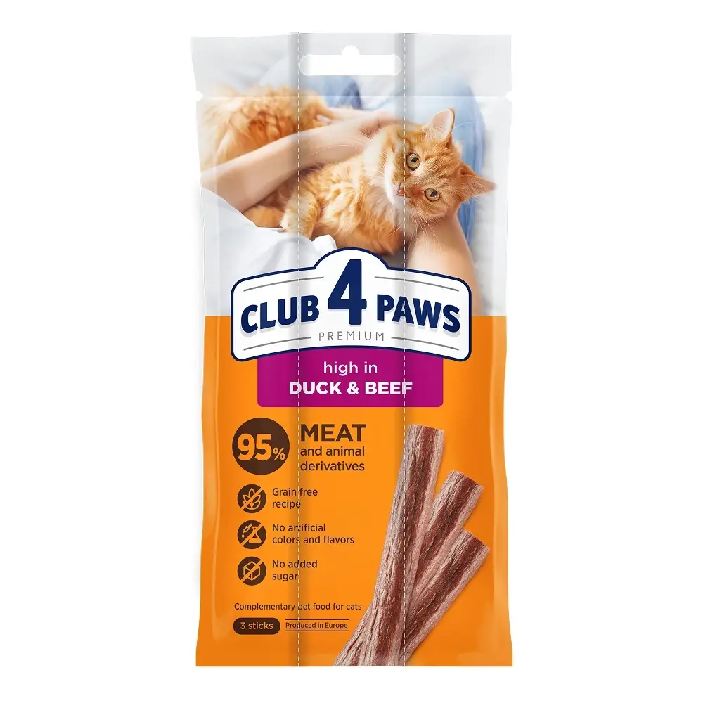 Клуб 4 Лапи м'ясні палички з качкою та яловичиною для котів (...