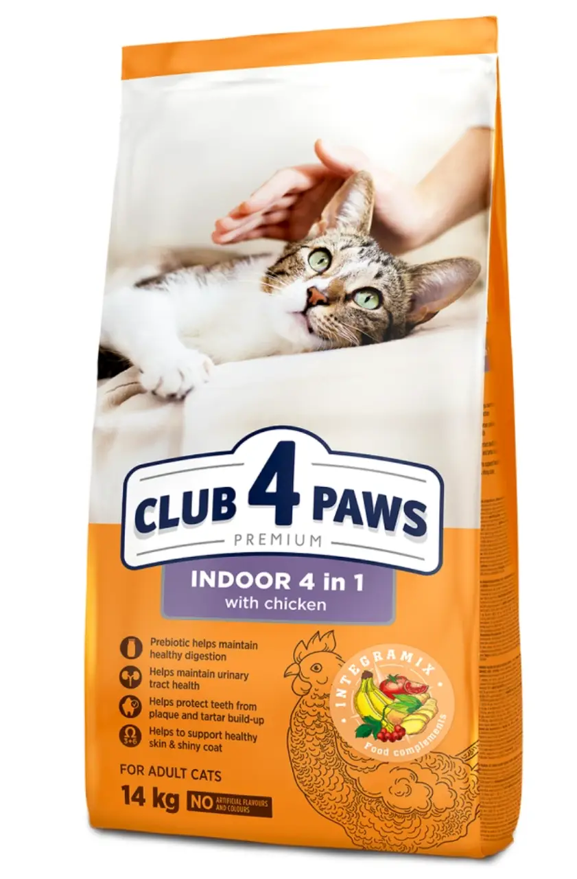 Клуб 4 лапи Преміум індор 4в1 - ​​корм для кішок 14кг...
