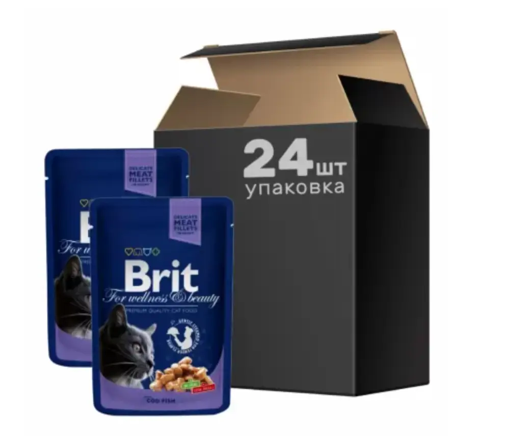 Brit Premium Cat pouch 100 г *24 шт. паучі для кішок (тріска)1