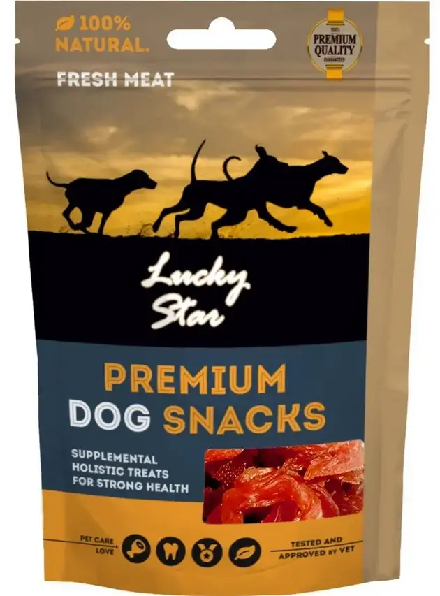 Lucky Star Premium ласощі для собак 85 г (кільця в'яленого м'яса курки)1