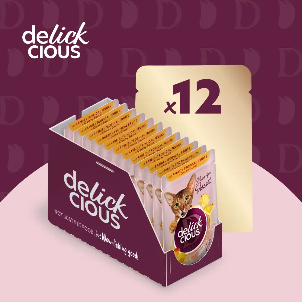 Delickcious паучі для котів 85г*12шт (пластівці з кроликом та...