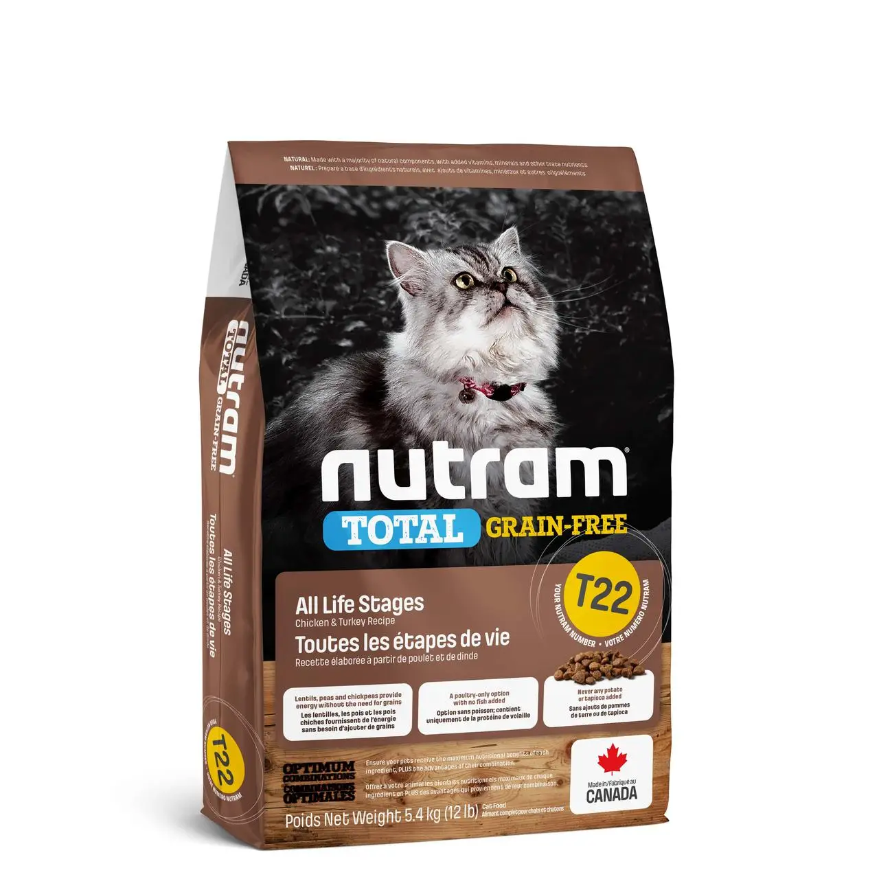 T22 Nutram Total Grain-Free® Turkey 20 кг-беззерновий корм для кішок з куркою та індичкою (білий мішок)1