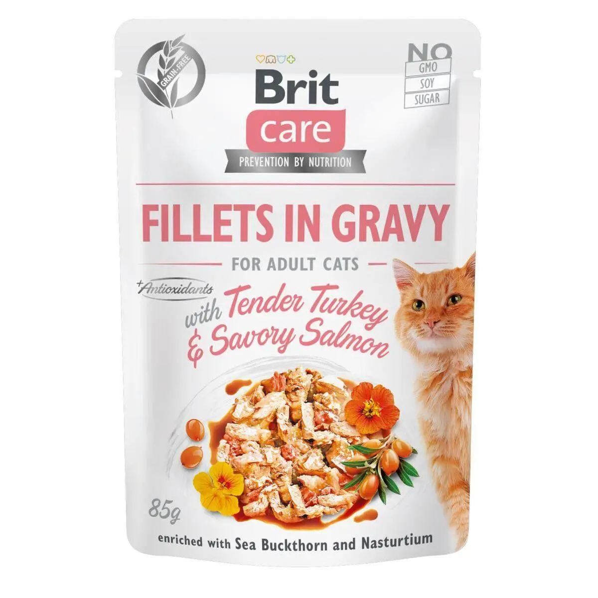 Brit Care Cat pouch 85г * 24шт (філе індички і лосося в соусі)1