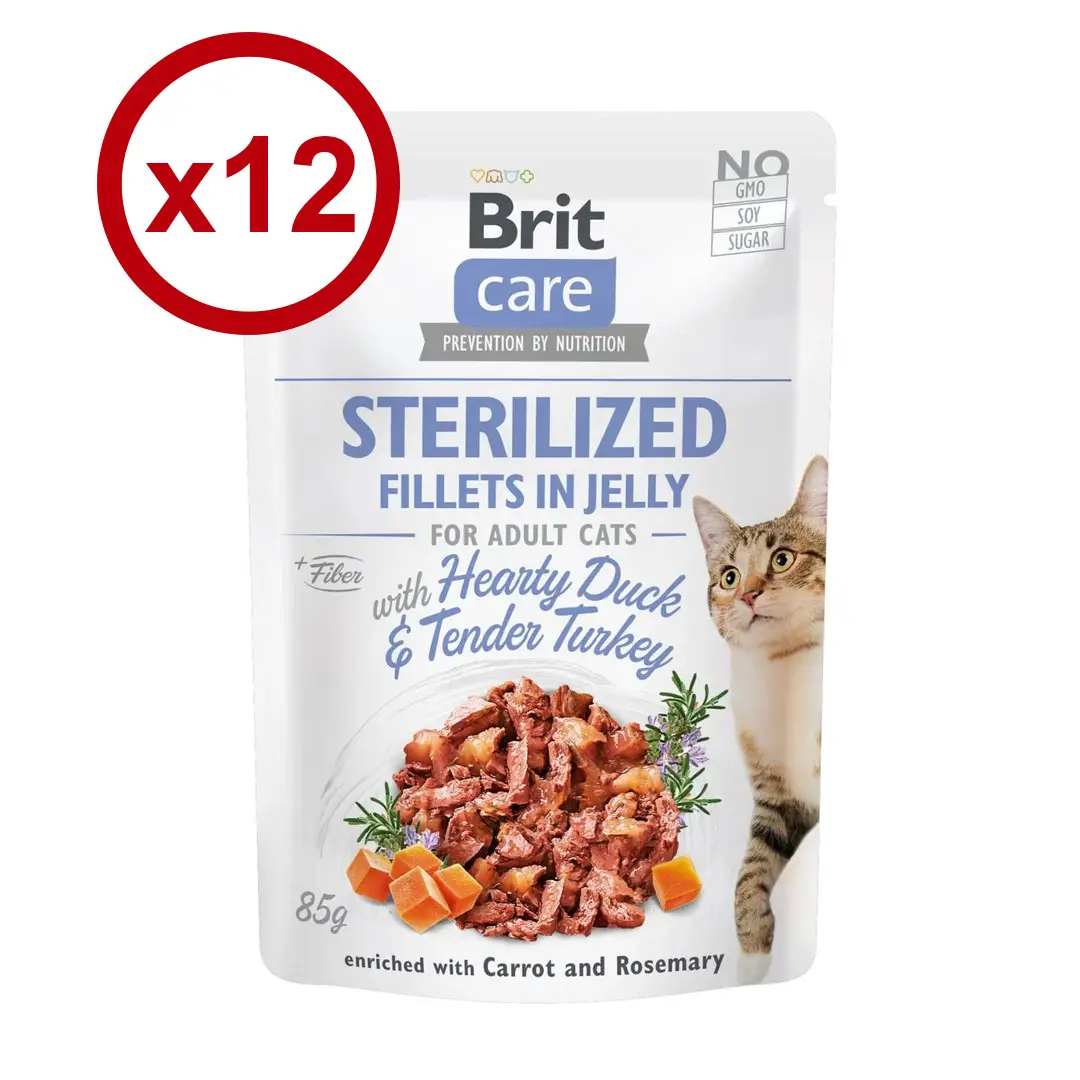 Brit Care паучі для кастрованих котів 85г * 24шт (качка і індичка в желе)1