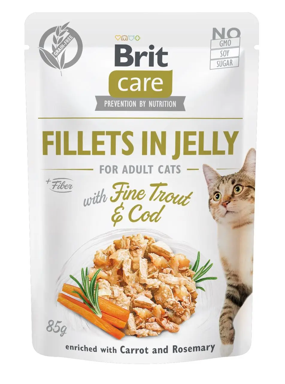 Brit Care Cat pouch 85г * 24шт паучі для кішок (тріска і форель в желе) 1