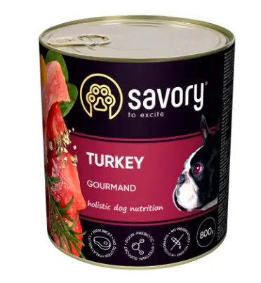 Savory вологий корм для собак 800г (індичка)1