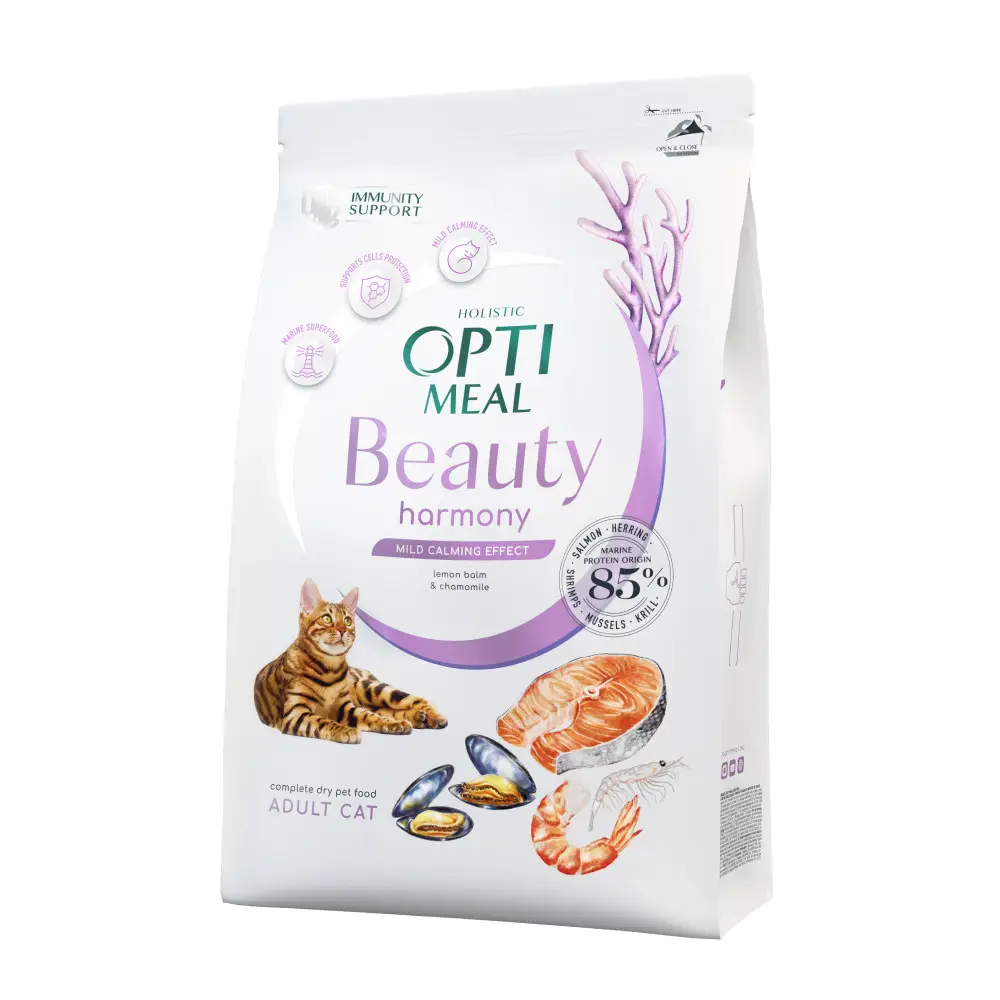 Optimeal Beauty Harmony - корм для кішок з м'яким заспокійливим ефектом на основі морепродуктів 4 кг1