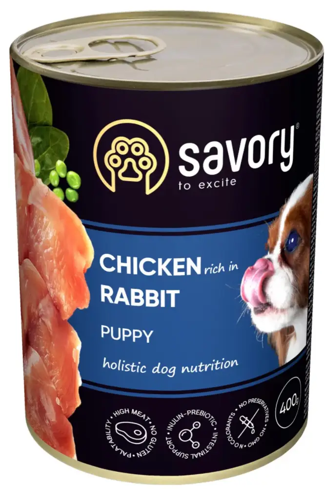 Savory вологий корм для цуценят 400 г (курка і кролик)1