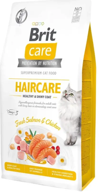 Brit Care Cat GF Haircare Healthy & Shiny Coat, 7кг (здоров'я шкіри і шерсті)1