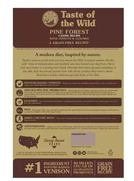 Taste of the Wild Pine Forest Canine Formula 5,6 кг корм для собак (оленина)2