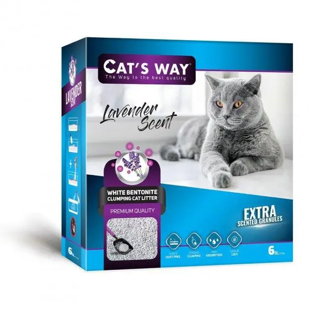 Cat's Way бентонітовий наповнювач 6л (аромат лаванди)1