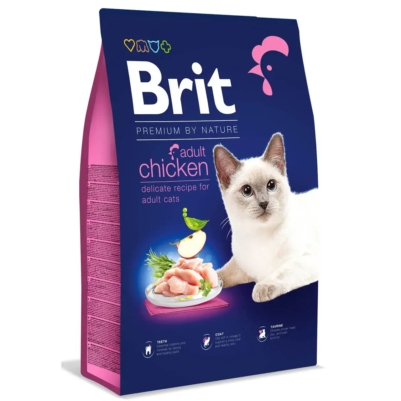 Brit Premium by Nature Cat Adult Chicken 8 кг корм для кішок із куркою1