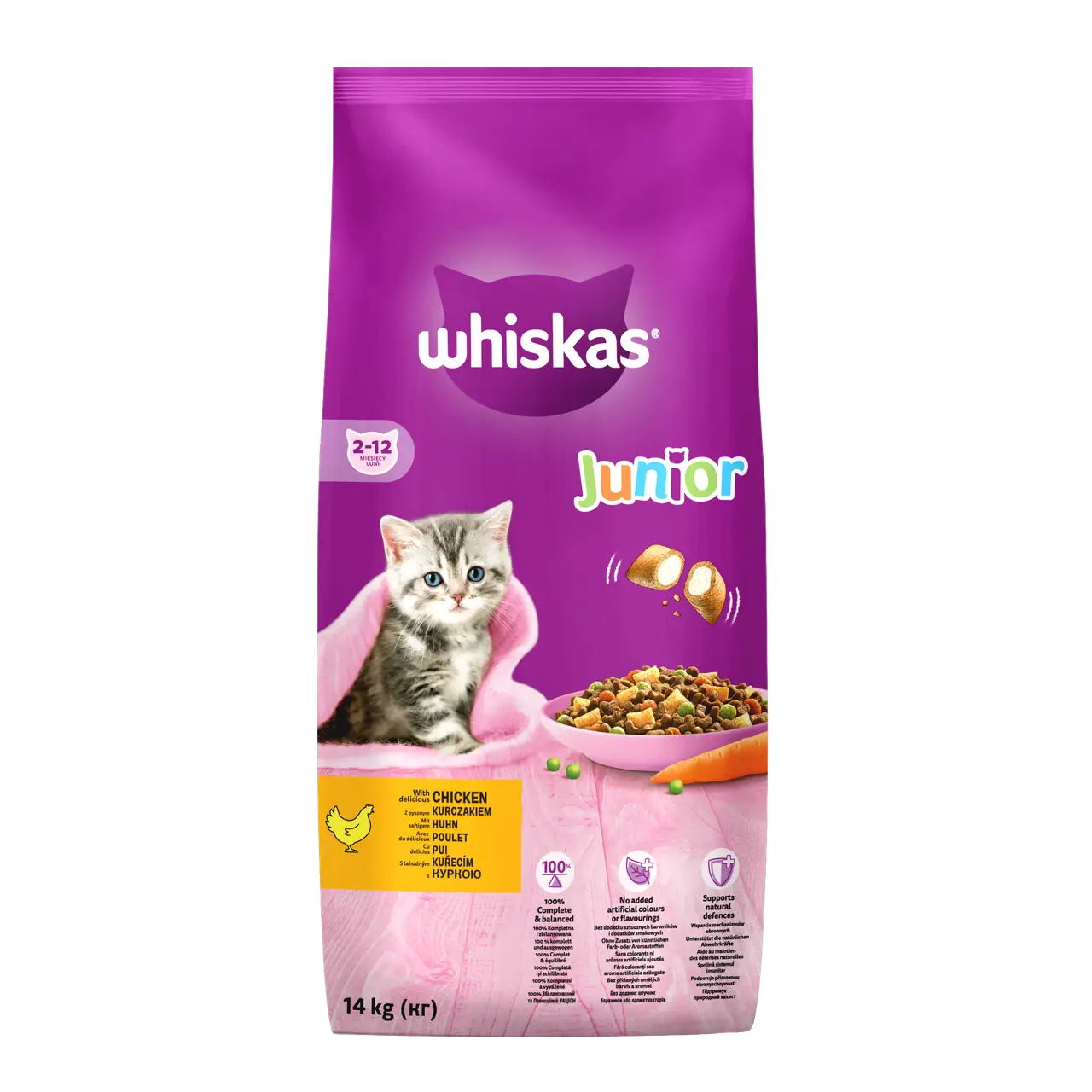 Whiskas Junior подушечки з кремовою начинкою для кошенят (з куркою) 14кг1