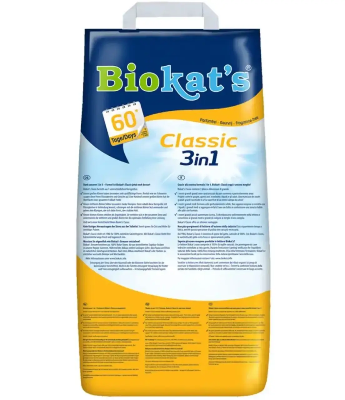 Biokat's Classic 3in1 10л бентонітовий наповнювач (без запаху)2