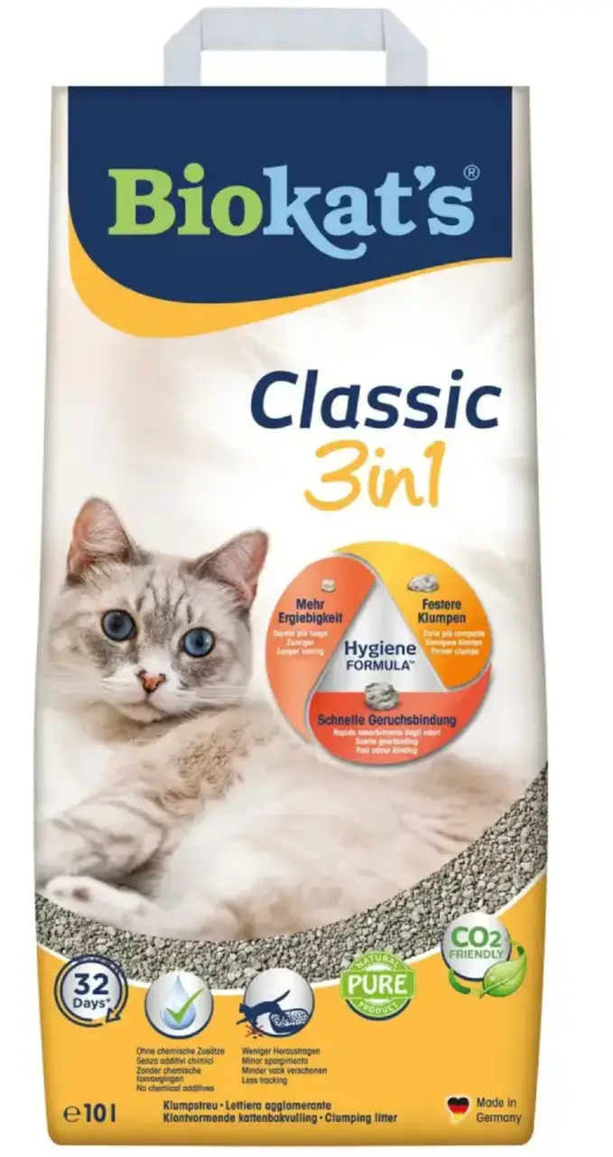Biokat's Classic 3in1 10л бентонітовий наповнювач (без запаху)1
