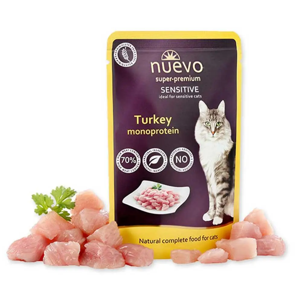 Nuevo Sensitive паучі для кішок 85 г*16 шт ( монопротеїн + індичка)1