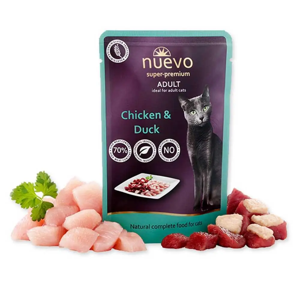 Nuevo Adult паучі для кішок 85 г*16 шт ( качка + курка)1