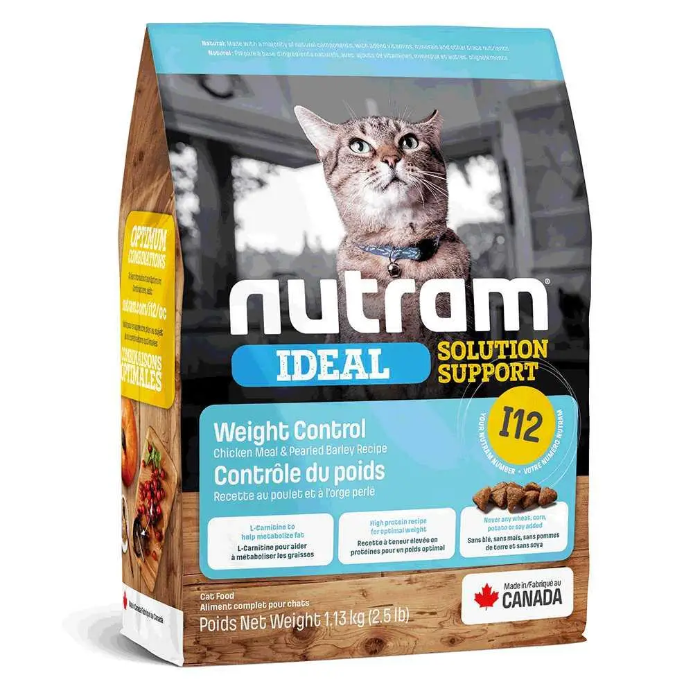 Nutram I12 Ideal Solution Support Weight Control Cat 20 кг корм для кішок (курка) білий мішок1