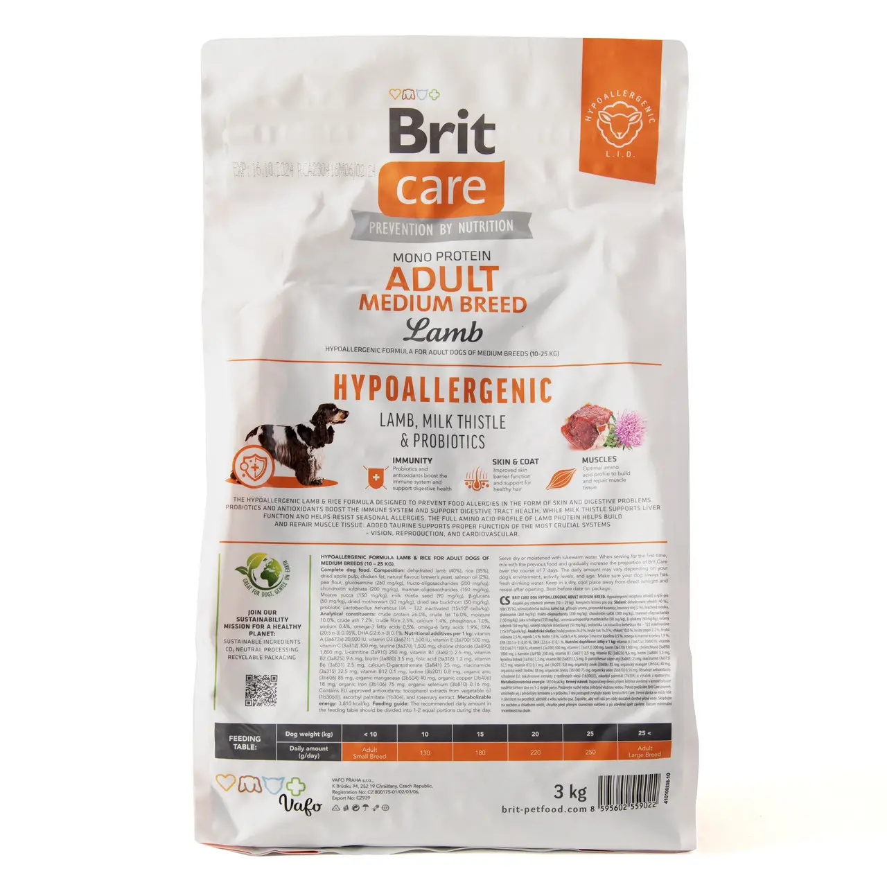 Brit Care Dog Hypoallergenic Adult Medium 3 кг для собак середніх порід ( ягня)3