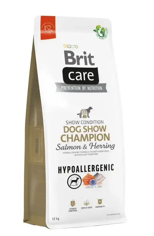 Brit Care Dog Hypoallergenic Dog Show Champion 12 кг корм для виставкових собак (лосось і оселедець)1