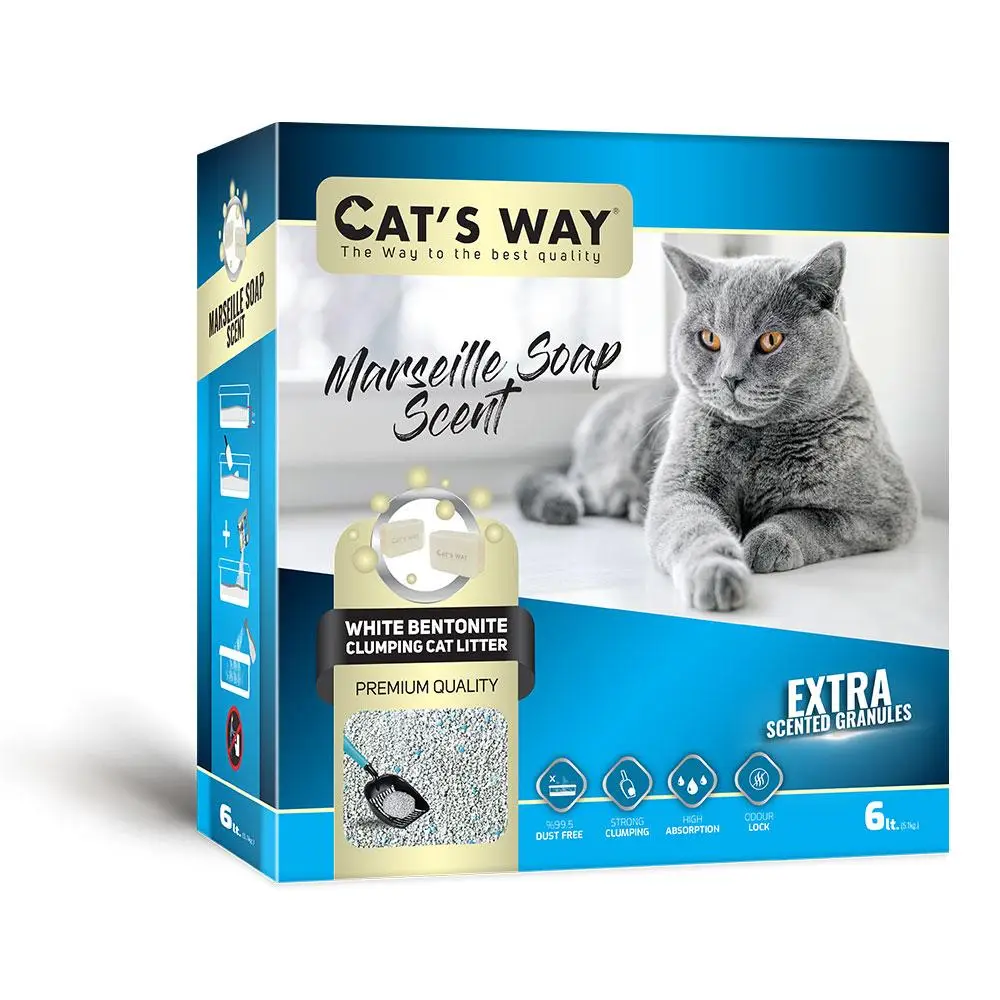 Cat's Way бентонітовий наповнювач 6л (марсельське мило)1