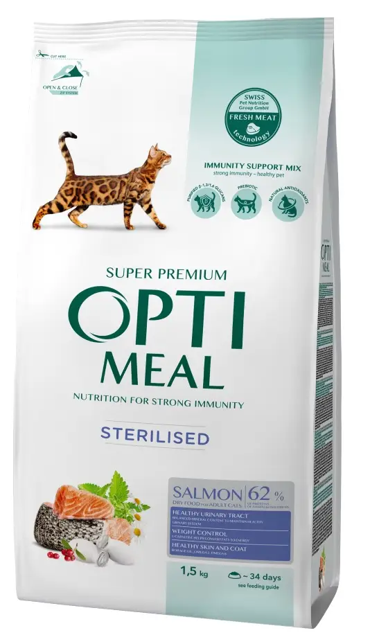 Optimeal Cat Sterilized Salmon корм для стерилізованих кішок 10 кг (лосось)1