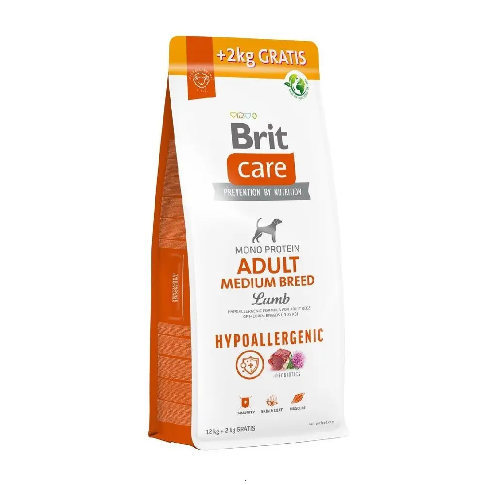 Brit Care Hypoallergenic Adult Medium Breed Lamb & Rice 12 кг +2 кг для средних пород с ягненком1