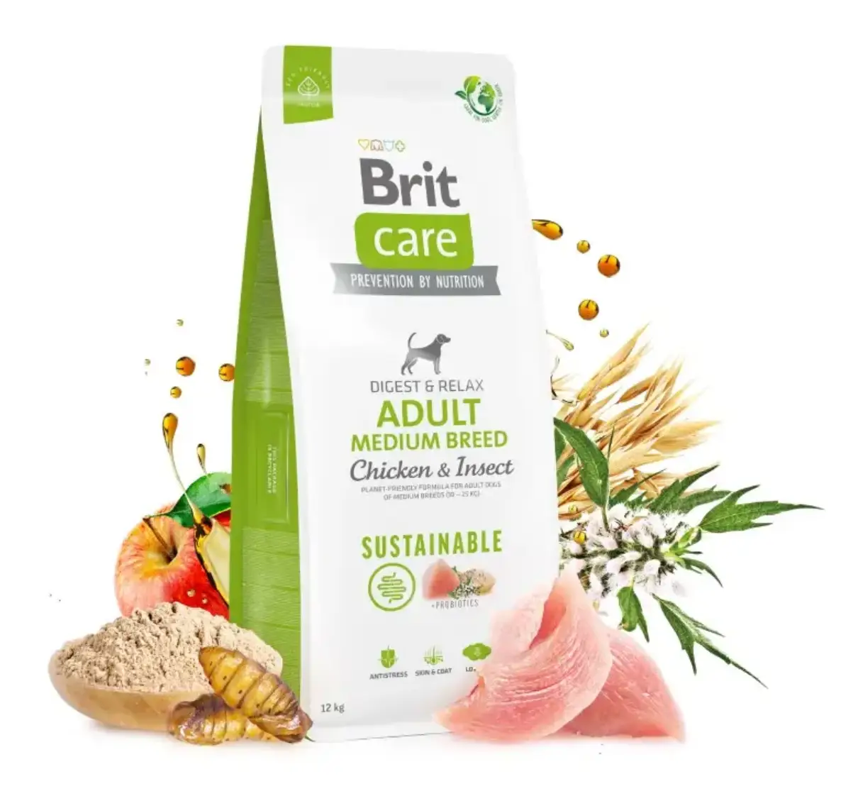Brit Care Sustainable Adult Medium Bred12кг для середніх порід із куркою2