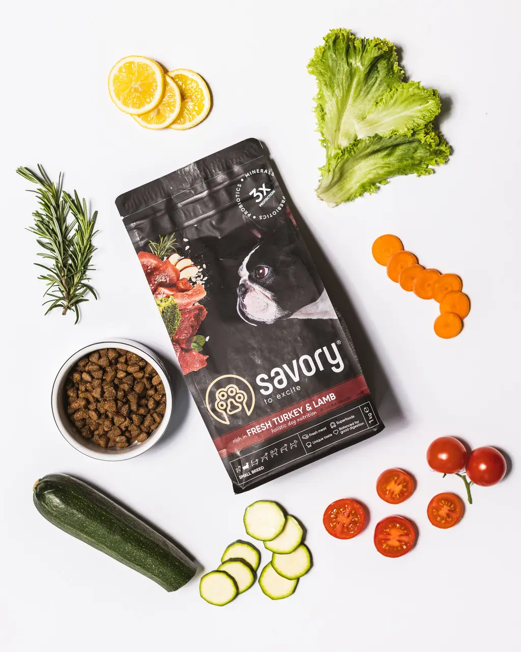 Savory корм холистик для собак мелких пород 350г (на вес) (индейка и ягненок)2