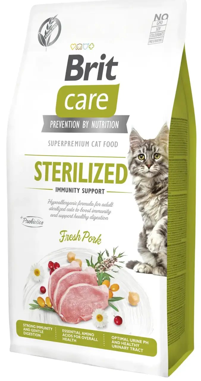 Brit Care Grain Free Sterilized Immunity Support 7 кг корм для кошек 7кг (свинина)1