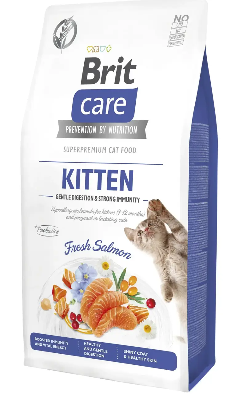 Brit Care Cat GF Kitten корм для котят 7 кг (лосось)1