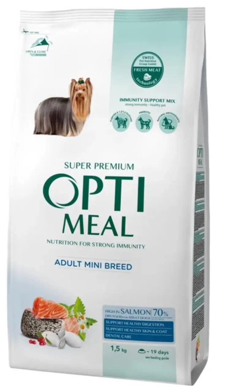 Optimeal Adult Dog Mini Salmon 4кг - корм для собак дрібних порід з лососем1
