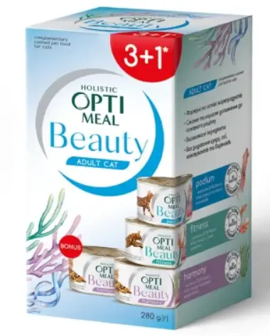 Optimeal Beauty Adult Cat паучі для котів 70г*4шт1