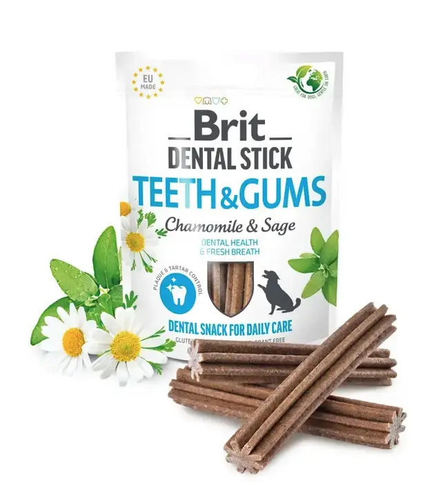 Brit Dental Stick Teeth & Gums ласощі для собак 251 г (ромашка і шавлія)2