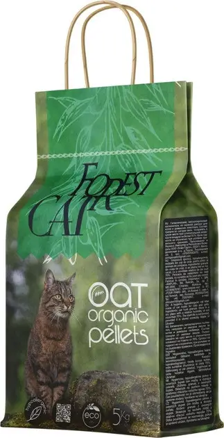 Forest Cat Oat Organic Pellet 5 кг вівсяний наповнювач1