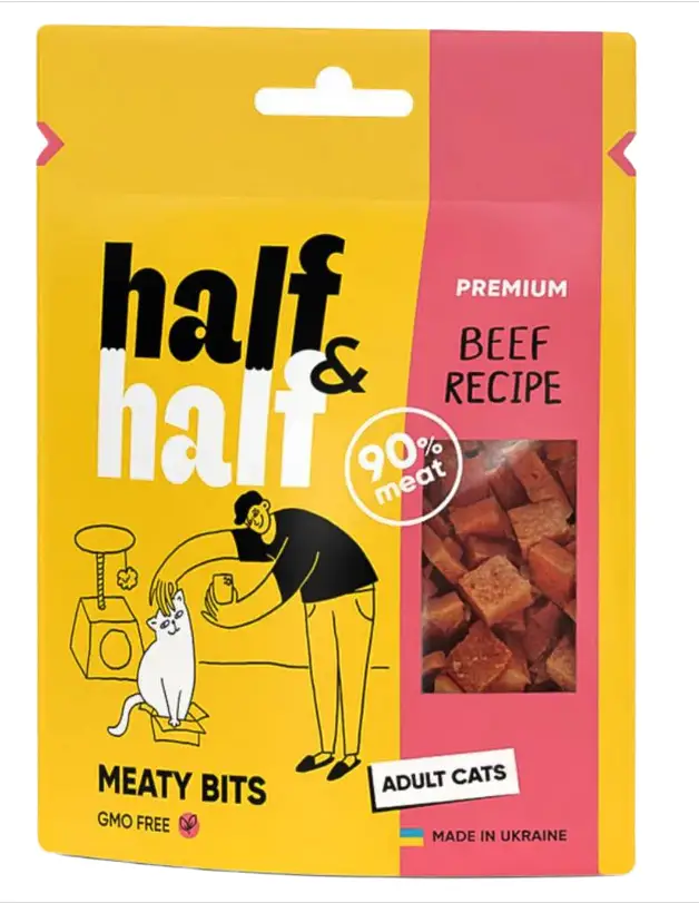 Half&Half Meaty Bits Adult ласощі для котів 50г (яловичина)1