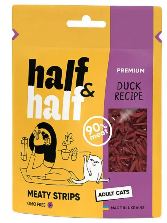 Half&Half Meaty Strips Adult ласощі для котів 50г (качка)1