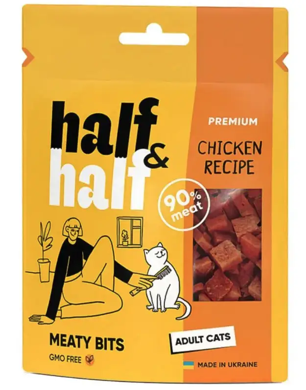 Half&Half Meaty Bits Adult ласощі для котів 50г (курка)1