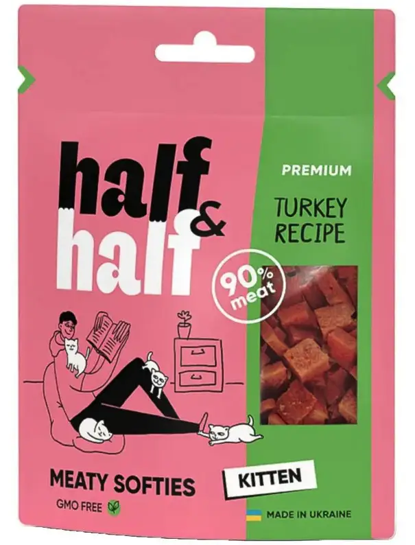 Half&Half Meaty Softies Kitten ласощі для кошенят 50г (індичка)1