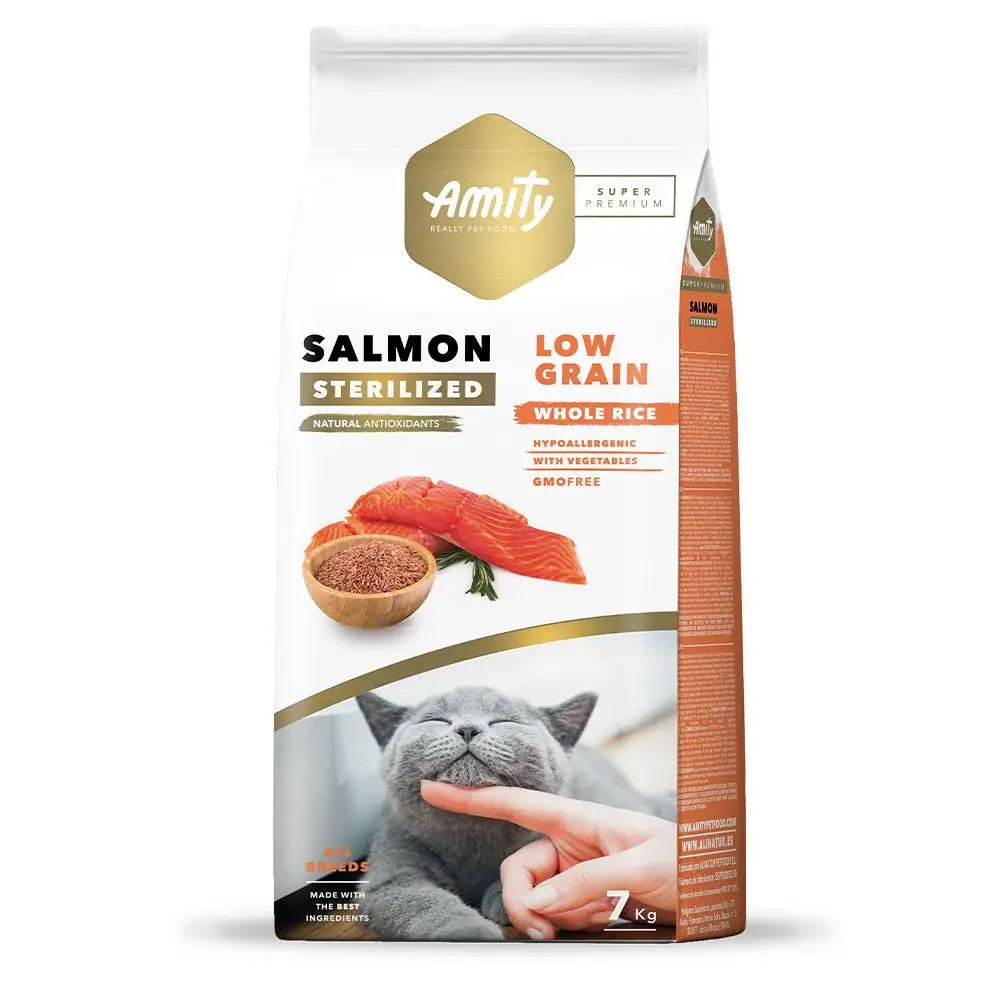 Amity Super Premium Sterilized Salmon 7 кг корм для стерилизованных котов (лосось)1