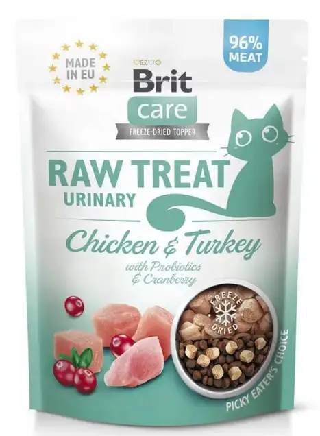 Brit Care Raw Treat Urinary ласощі для стерилізованих котів 40 г (курка та лосось)1